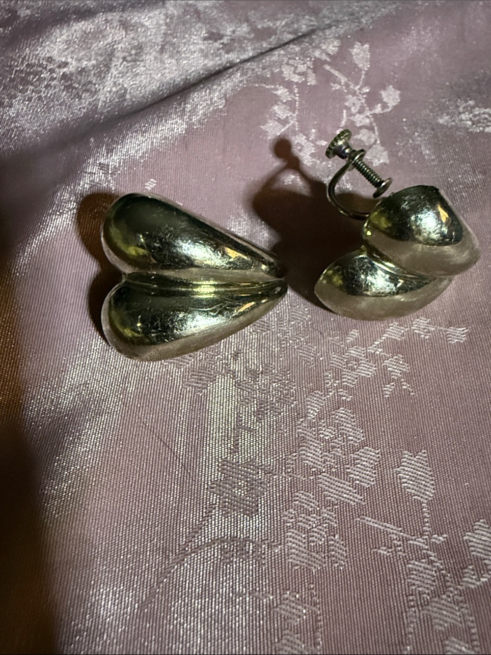 Vintage Chunky Sculptural Clip-On Earrings in Metallic Gold